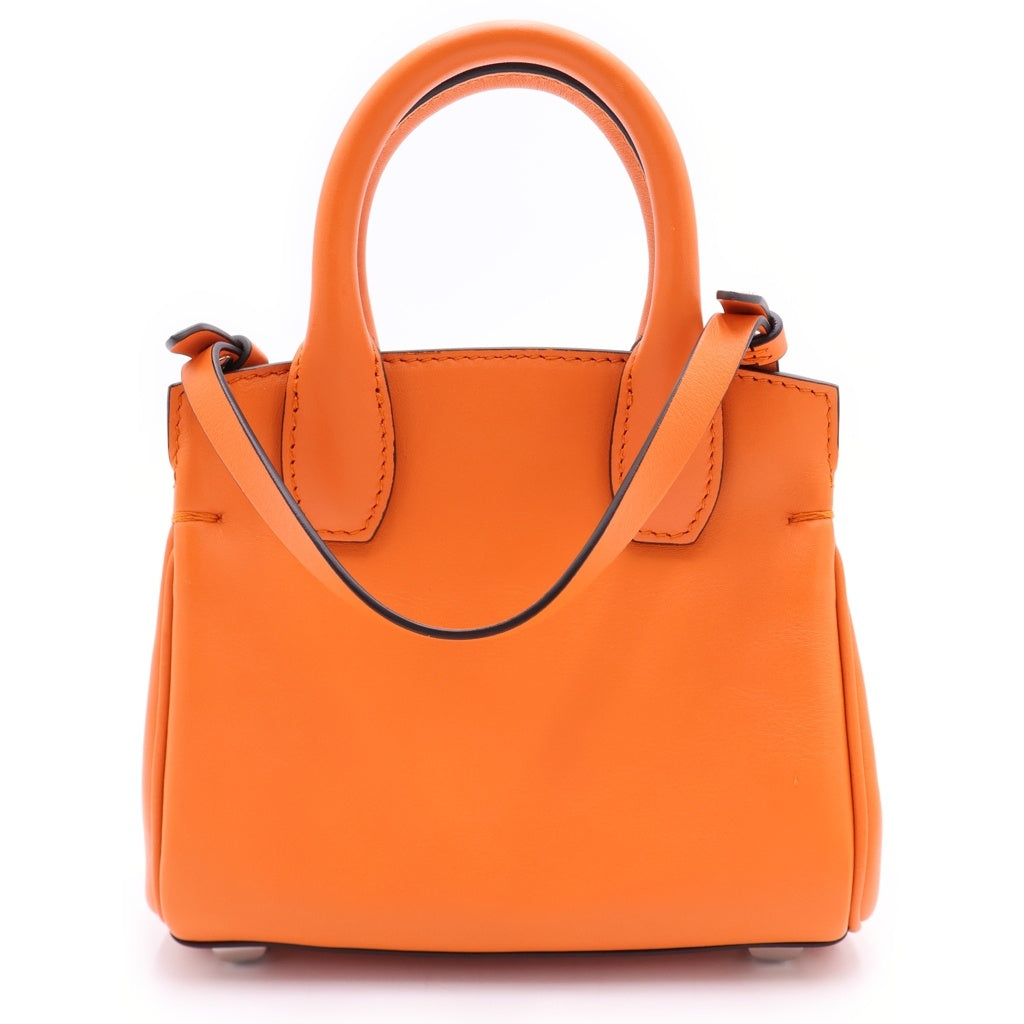 Salvatore Ferragamo(サルヴァトーレ フェラガモ) スタジオバッグ マイクロ ガンチーニ レザー 2WAY ハンドバッグ ショルダーバッグ オレンジ レディース