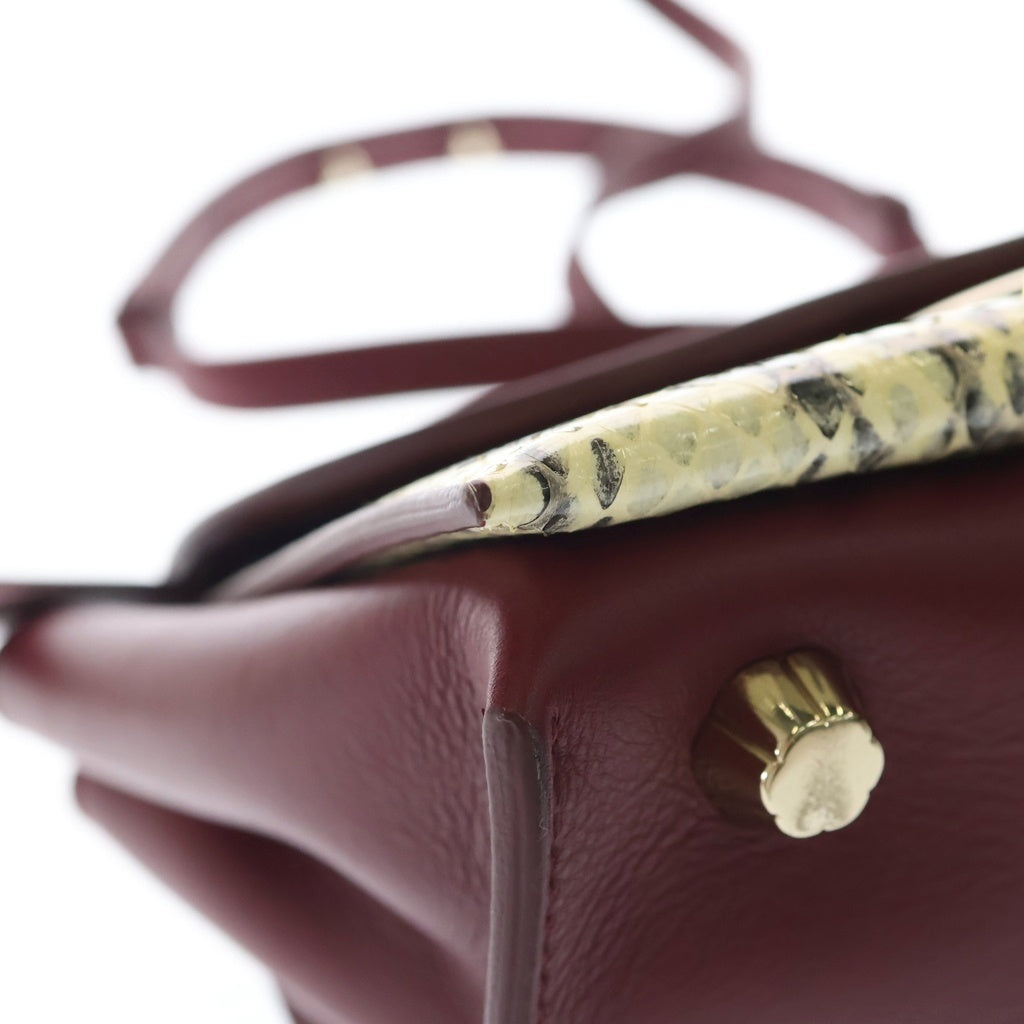 Salvatore Ferragamo(サルヴァトーレ フェラガモ) ジェットセット パイソン×レザー 2WAY ハンドバッグ ショルダーバッグ レッド レディース