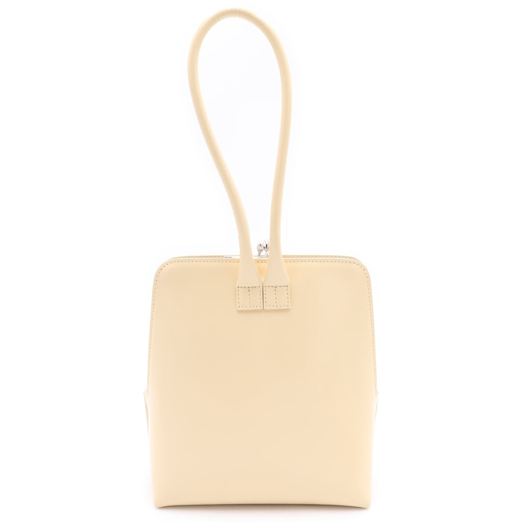 JIL SANDER(ジルサンダー) GOJIフレーム ハンドバッグ ベージュ レザー シルバー金具 レディース