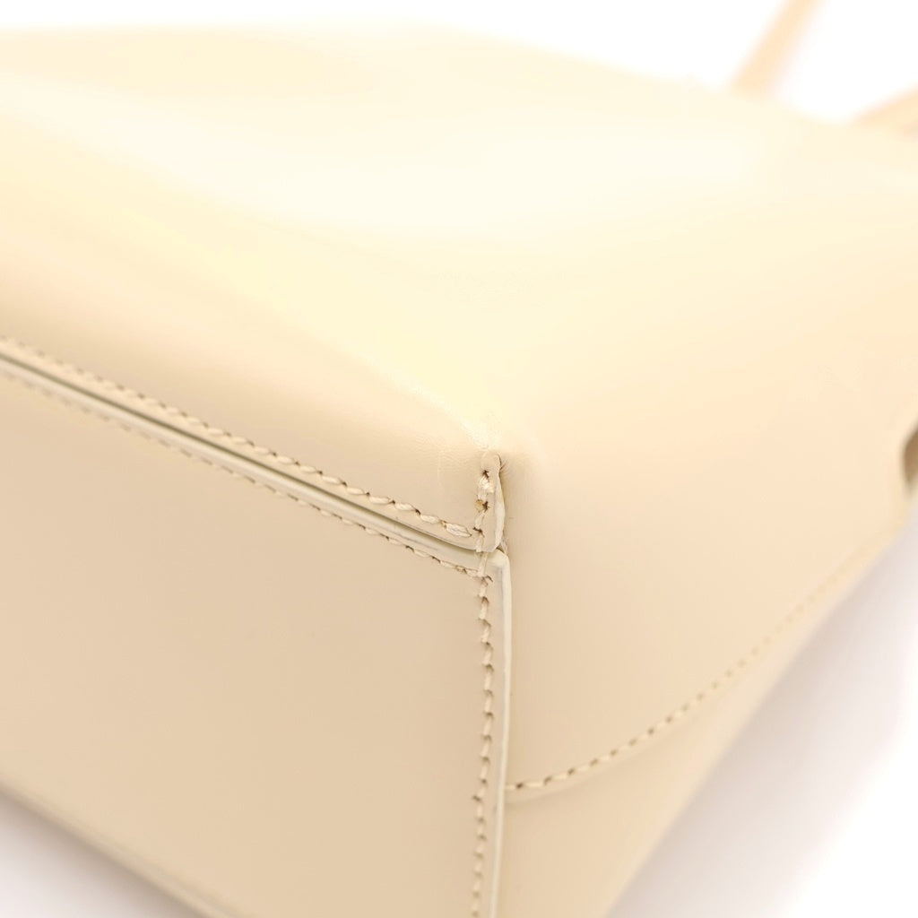 JIL SANDER(ジルサンダー) GOJIフレーム ハンドバッグ ベージュ レザー シルバー金具 レディース