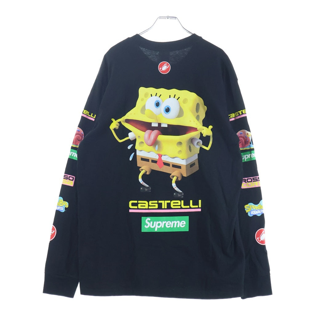 SUPREME(シュプリーム) SpongeBob SquarePants Castelli Racing L/S Tee スポンジボブ カステリ レーシング ロングスリーブ 長袖Tシャツ カットソー ブラック