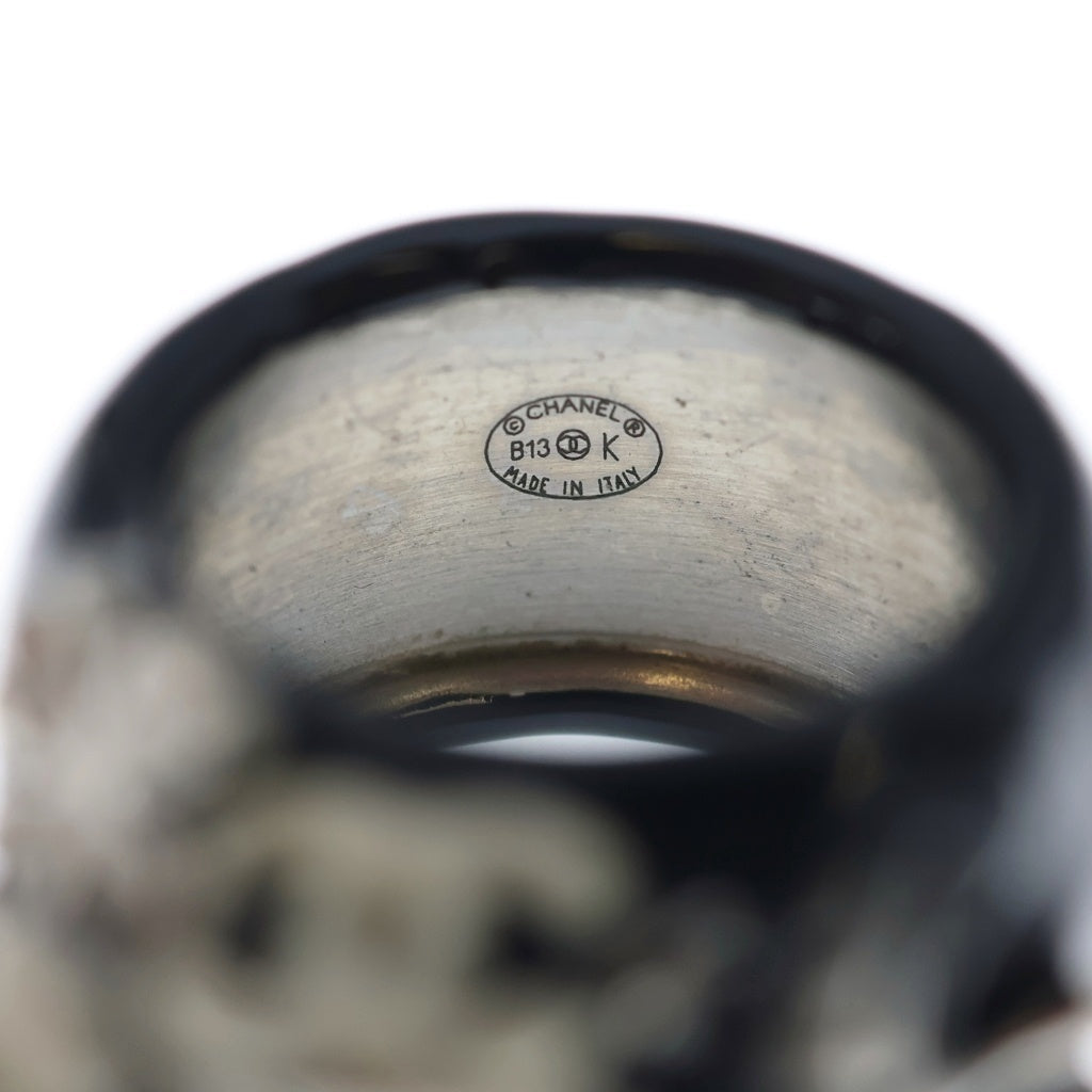 CHANEL(シャネル) ココマーク カメリア エッフェル塔 エナメル B13K リング ブラック/ホワイト