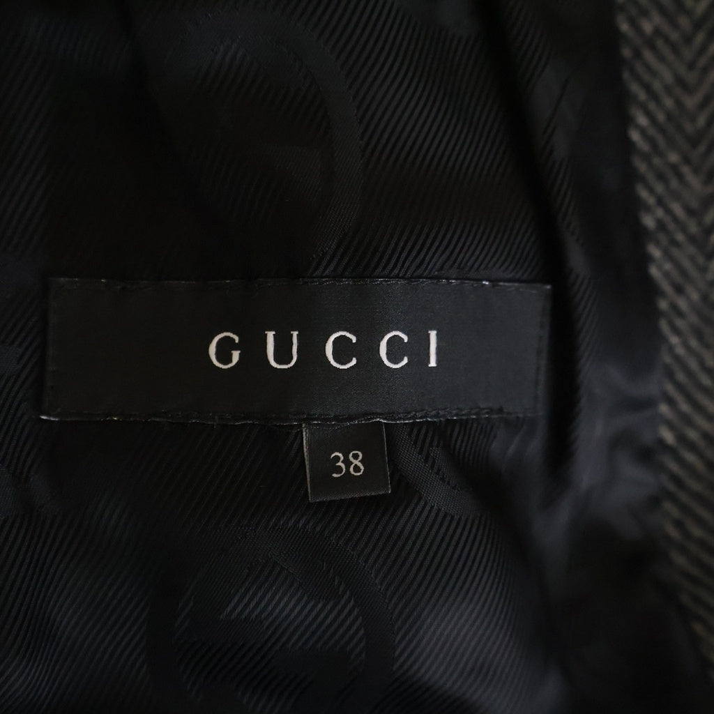 GUCCI(グッチ) 06s フリーダ期 ヘリンボーン フード付きコート ウール