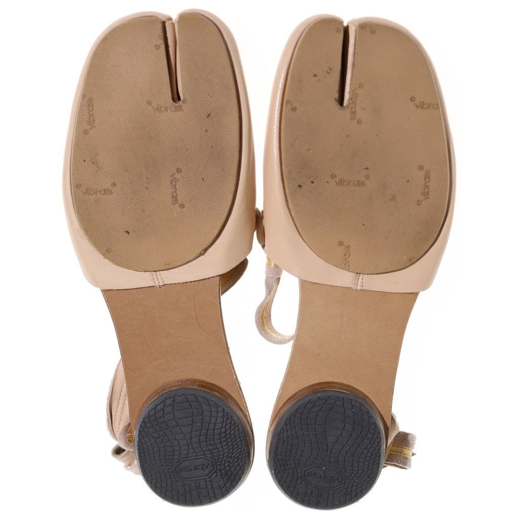 Martin Margiela 22(マルタンマルジェラ) TABI フラット レースアップ バレエシューズ サンダル パンプス レザー ベージュ #37 レディース