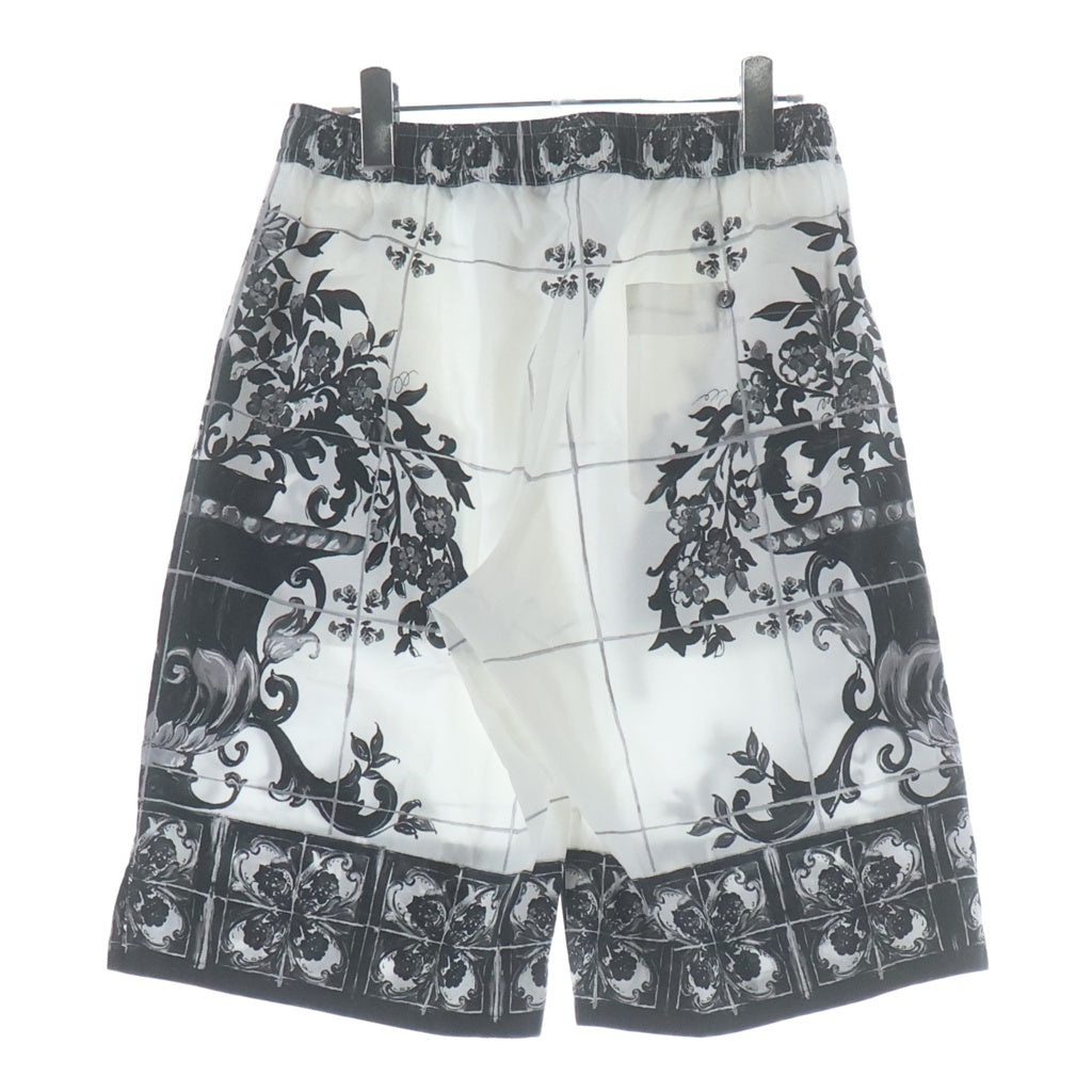 DOLCE & GABBANA(ドルチェアンドガッバーナ) Mallorca Straight-Leg Printed Cotton-Poplin Shorts マジョリカ ポプリン ショートパンツ ショーツ ブラック/ホワイト BP GV37AT レディース