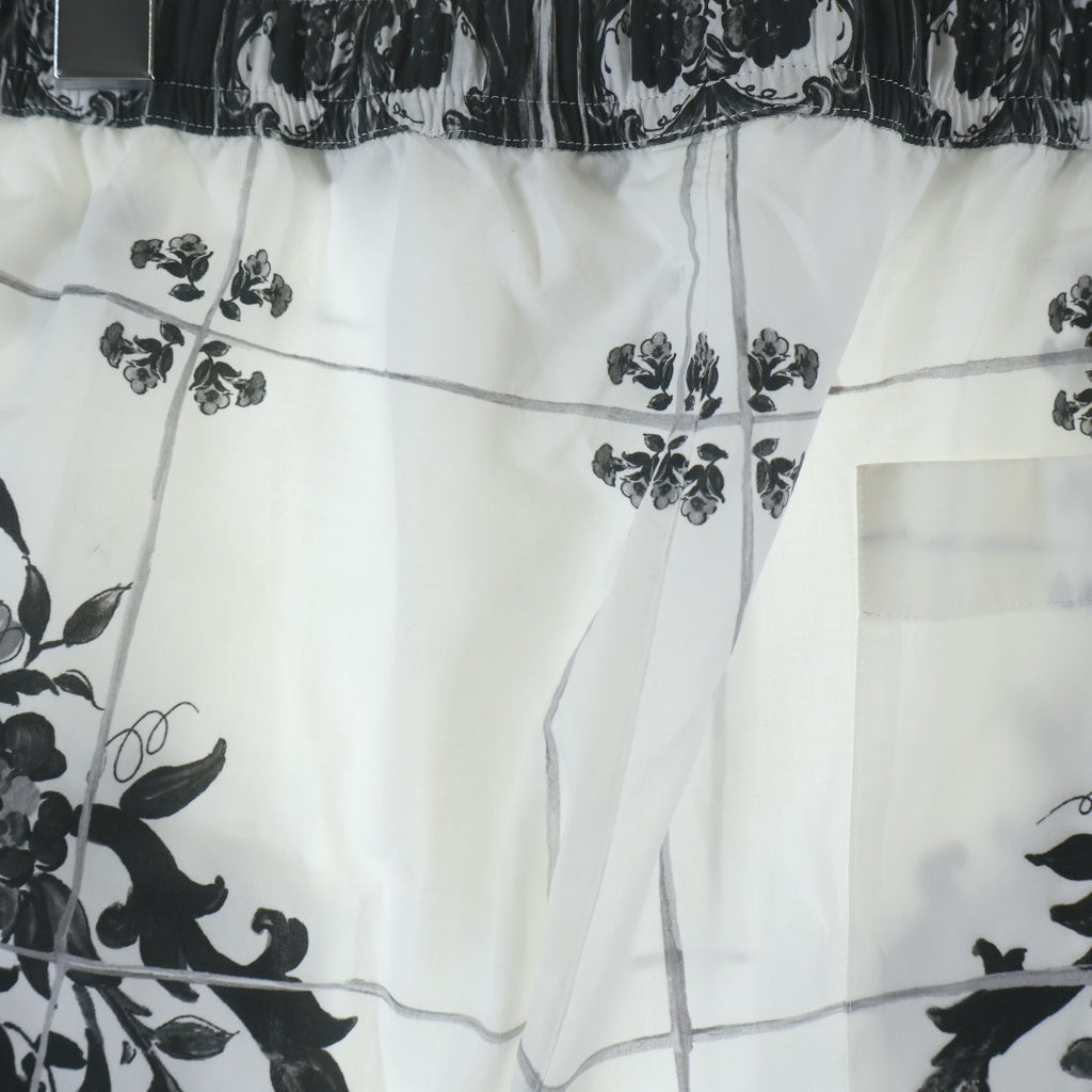 DOLCE & GABBANA(ドルチェアンドガッバーナ) Mallorca Straight-Leg Printed Cotton-Poplin Shorts マジョリカ ポプリン ショートパンツ ショーツ ブラック/ホワイト BP GV37AT レディース