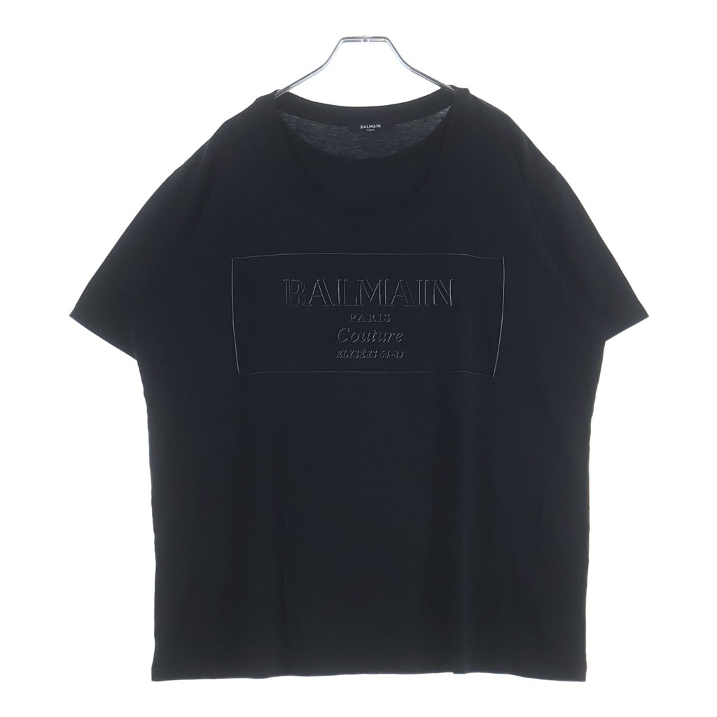 BALMAIN(バルマン) レイヤードデザイン フロントプリント 半袖Tシャツ カットソー ブラック EG028BC88 レディース