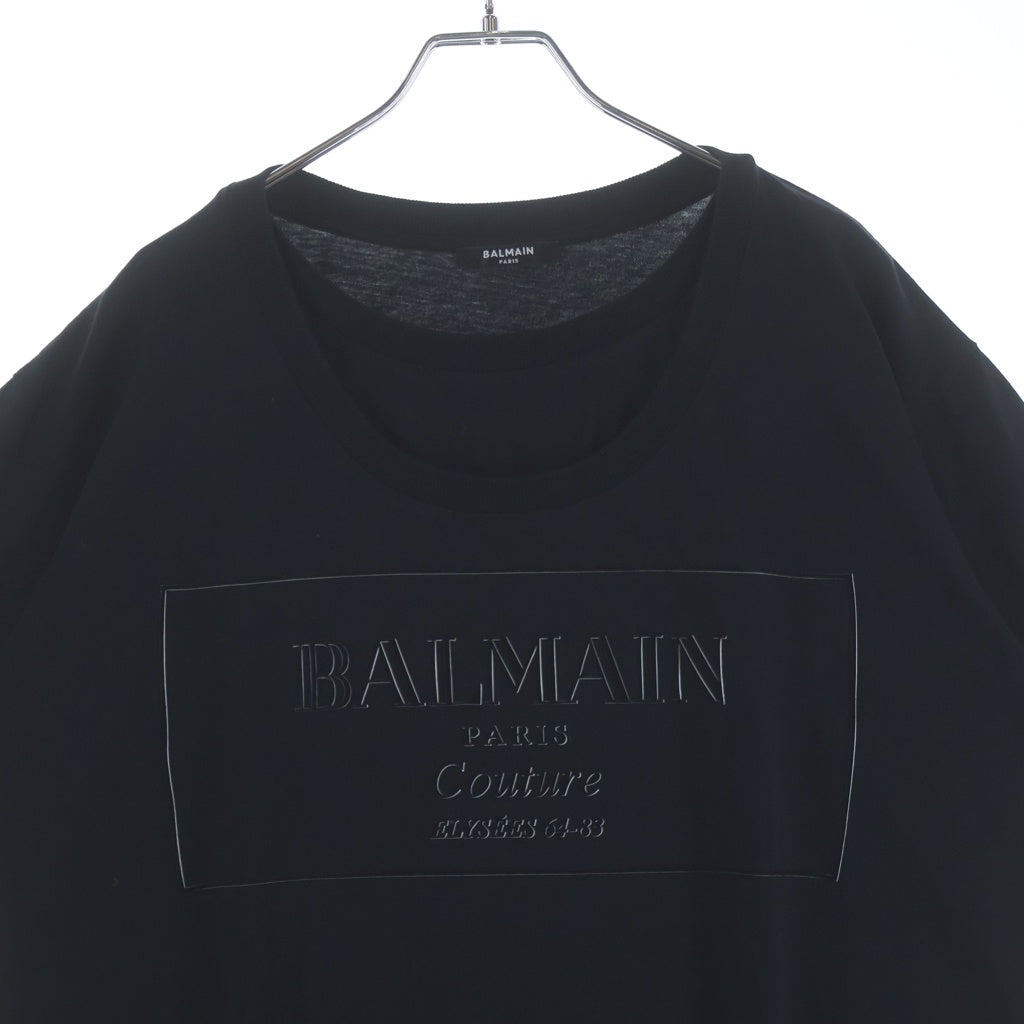 BALMAIN(バルマン) レイヤードデザイン フロントプリント 半袖Tシャツ カットソー ブラック EG028BC88 レディース