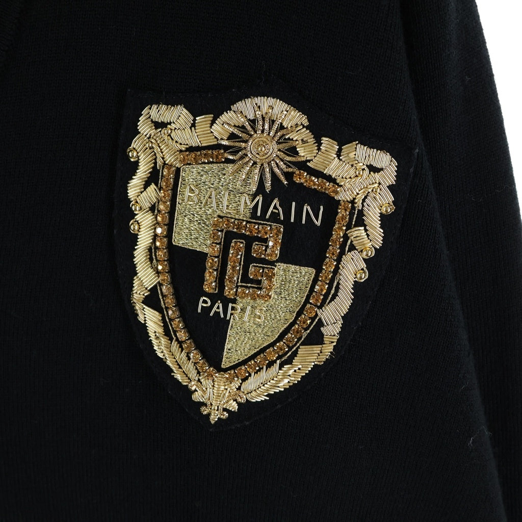 BALMAIN(バルマン) エンブレムロゴ ライオンボタン ウール ニット カーディガン ブラック KL00705KH レディース