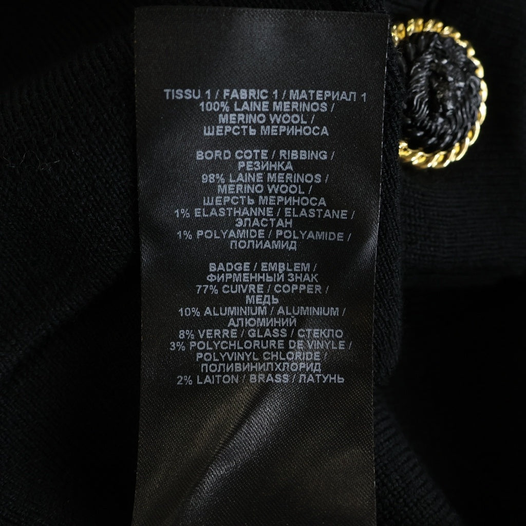 新品 定価14万 BALMAIN ロゴワッペンボーダーニットカーディガン BALMAIN(バルマン) エンブレムロゴ ライオンボタン ウール ニット