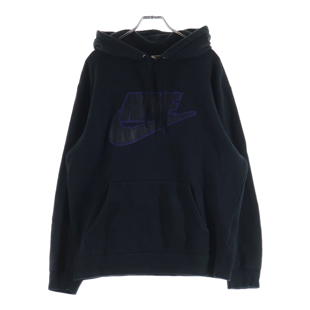 SUPREME(シュプリーム) 19AW ×NIKE Leather Applique Hooded Sweatshirt ナイキ レザーパッチ スウェットプルオーバーパーカー ブラック CK6225-010