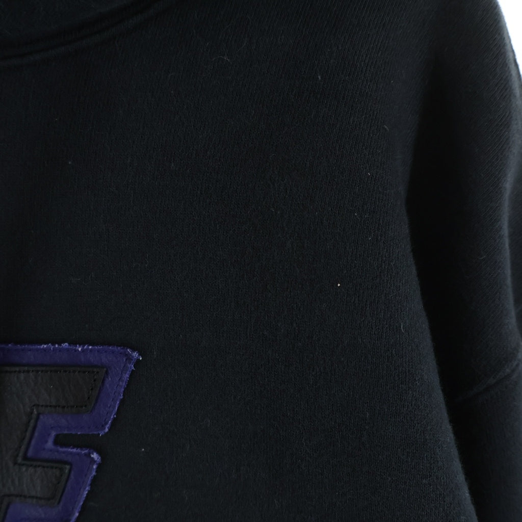 SUPREME(シュプリーム) 19AW ×NIKE Leather Applique Hooded Sweatshirt ナイキ レザーパッチ スウェットプルオーバーパーカー ブラック CK6225-010