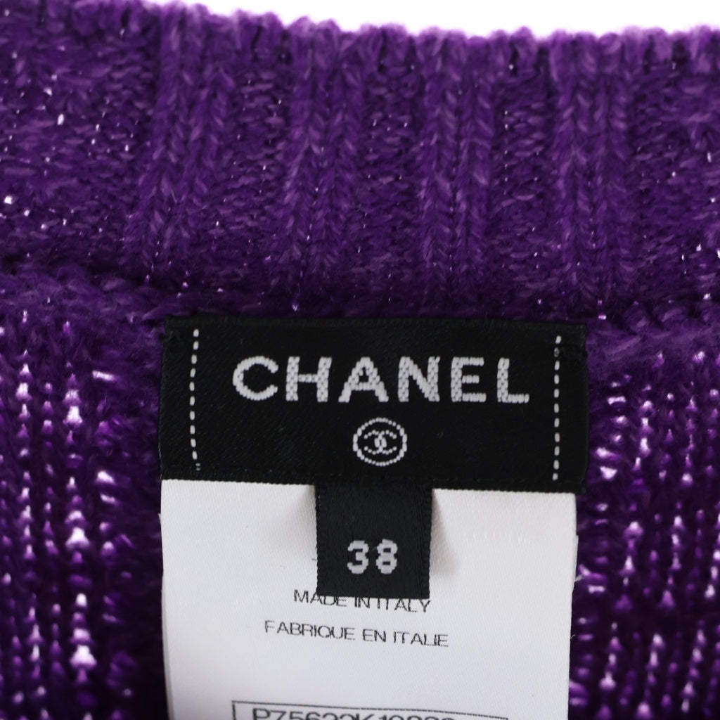 CHANEL(シャネル) ココマークボタン ニットワンピース ドレス ウール カシミヤ パープル P75622K 10839 レディース