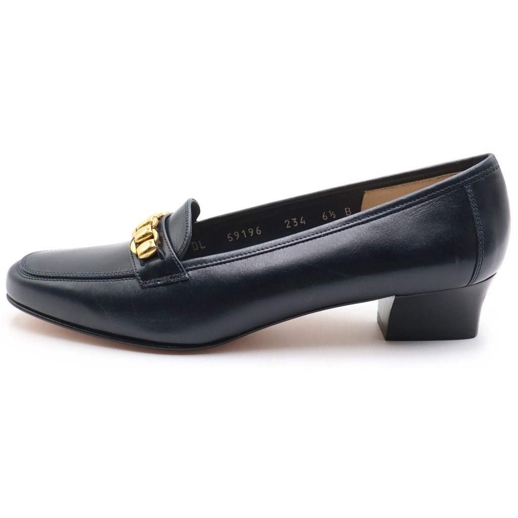 Salvatore Ferragamo(サルヴァトーレ フェラガモ) チェーン ヒールパンプス ネイビー #6 1/2 レディース