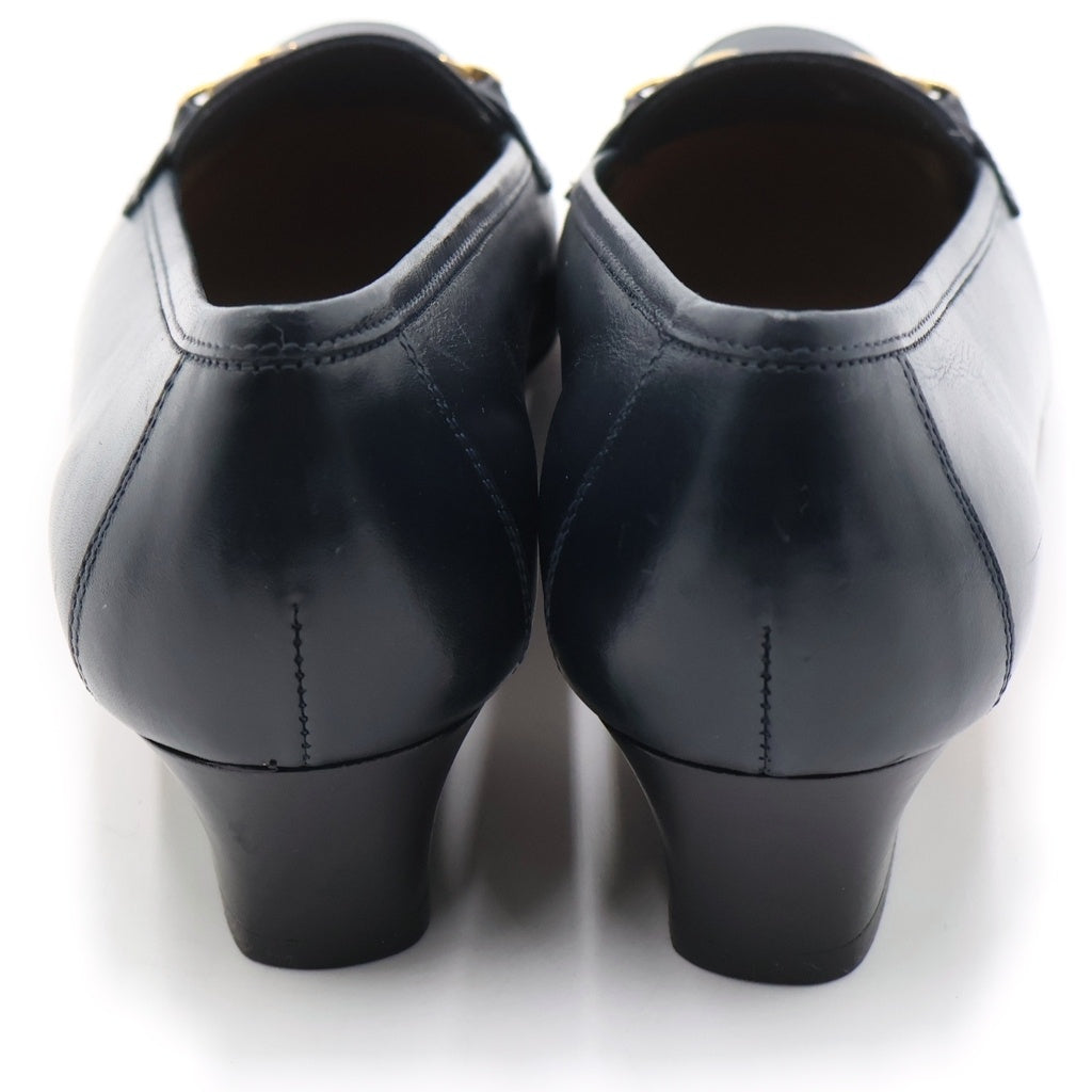 Salvatore Ferragamo(サルヴァトーレ フェラガモ) チェーン ヒールパンプス ネイビー #6 1/2 レディース