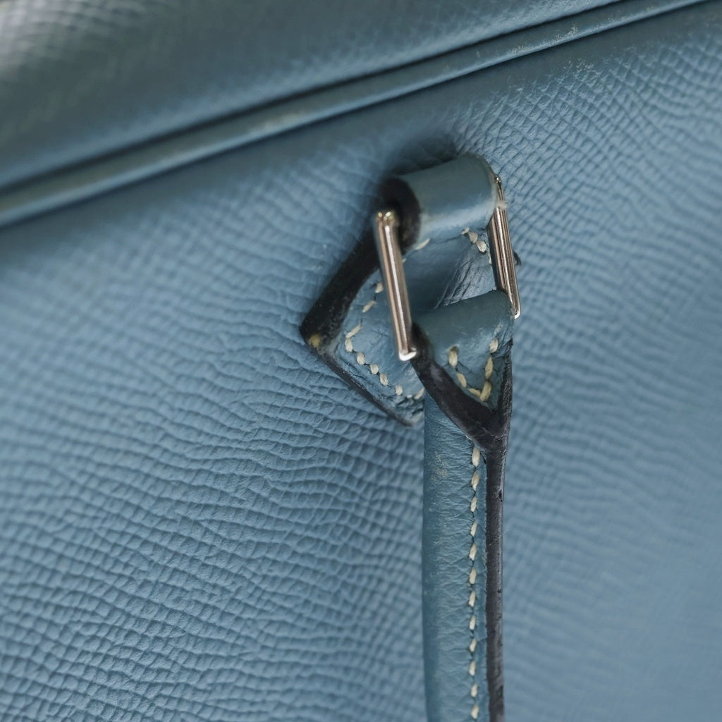 HERMES(エルメス) プリュムエラン28 エプソン シルバー金具 ハンドバッグ □L刻印 ブルージーン レディース