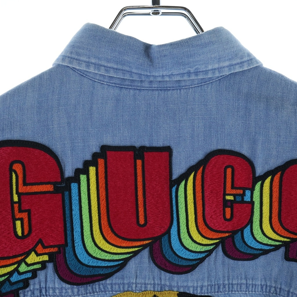 GUCCI(グッチ) タイガー ロゴ刺繍 デニム 長袖シャツ インディゴ 554864