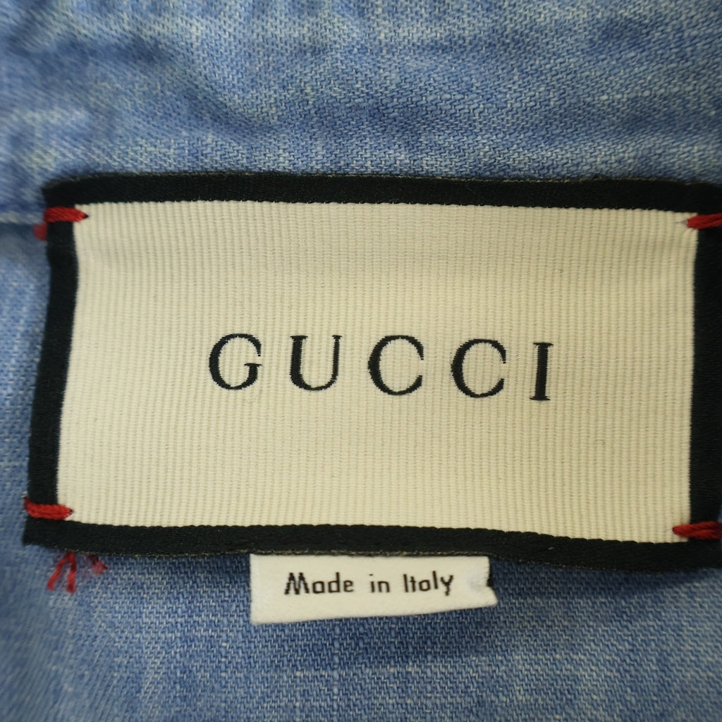 GUCCI(グッチ) タイガー ロゴ刺繍 デニム 長袖シャツ インディゴ 554864