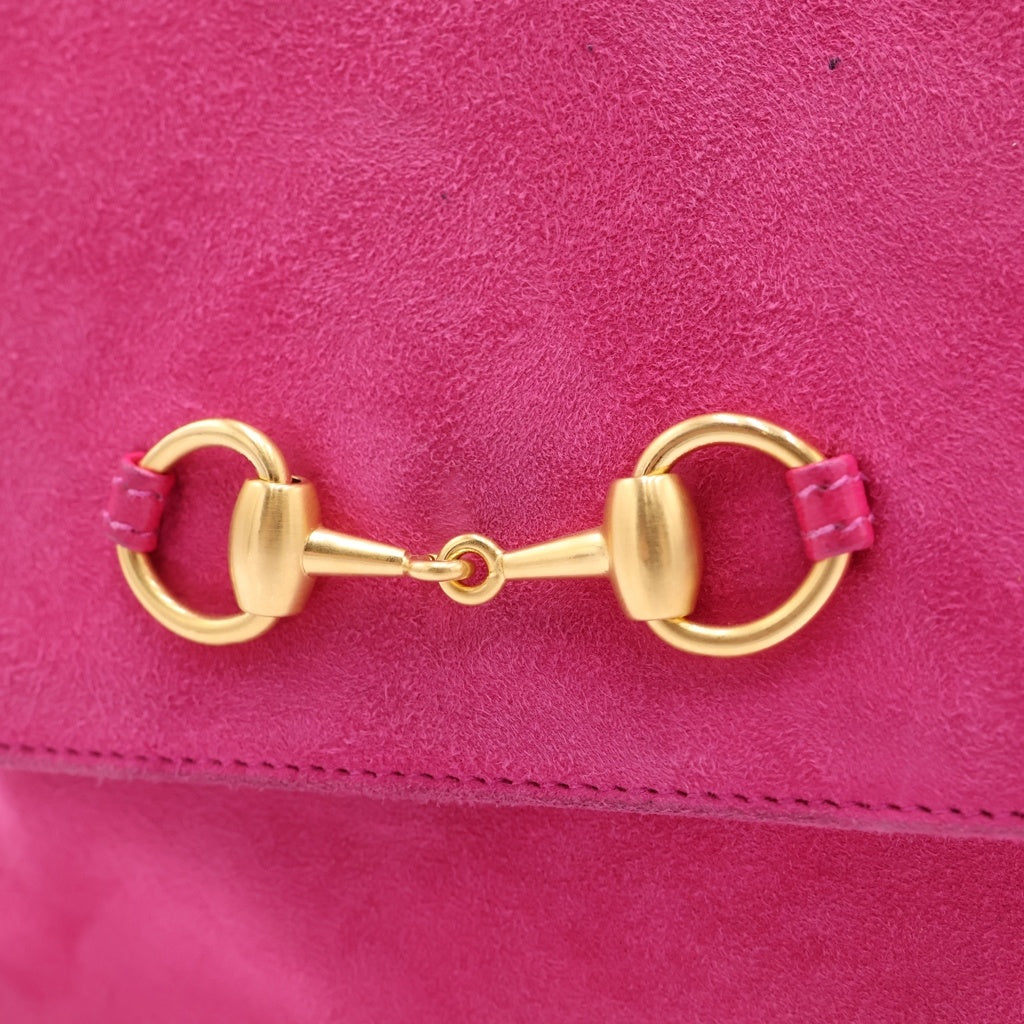 GUCCI(グッチ) ホースビット ショルダーバッグ ミニバッグ ピンク スエード 007・3444 ゴールド金具 レディース