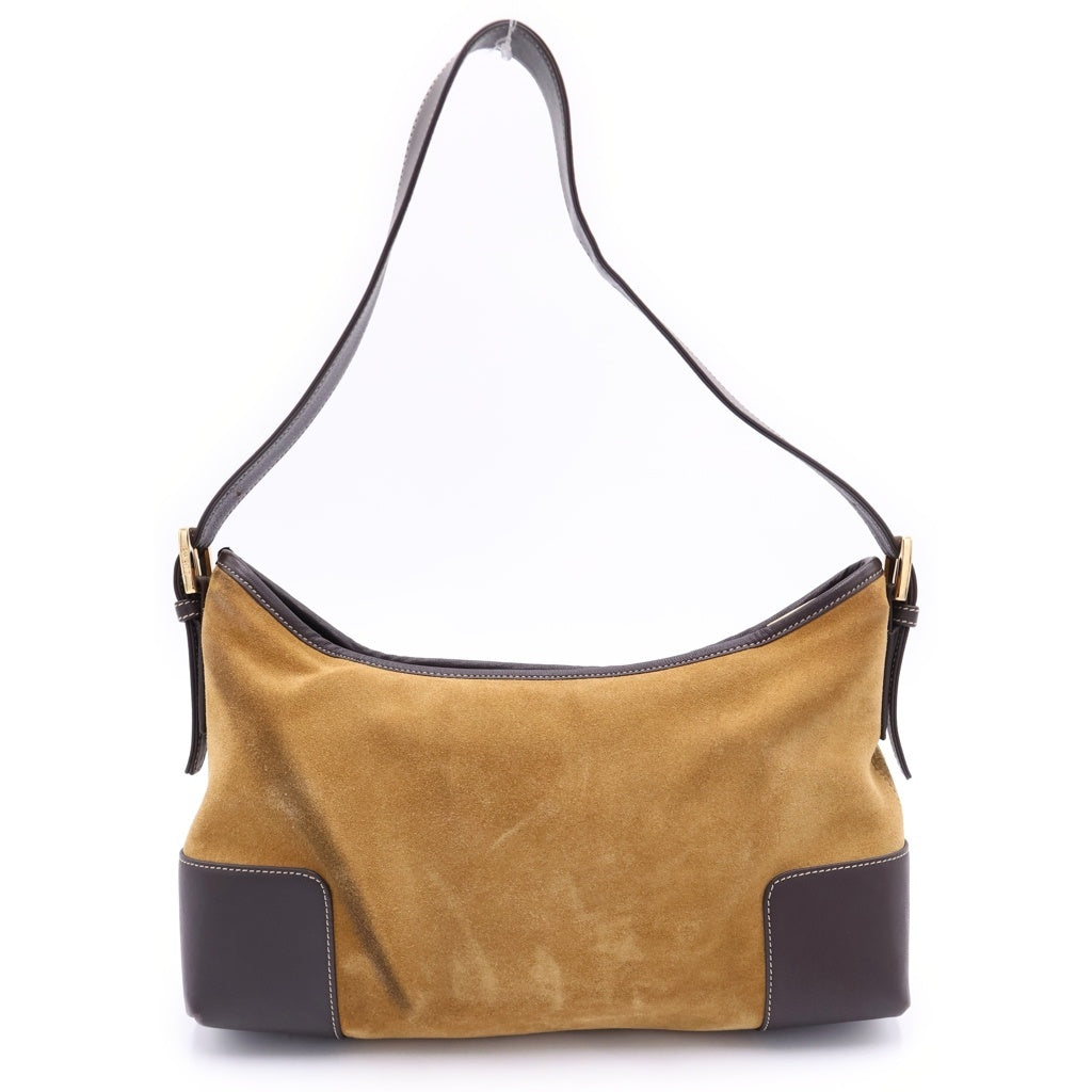 LOEWE(ロエベ) アナグラム ハンドバッグ ワンショルダーバッグ ブラウン レザー×スエード ゴールド金具 レディース