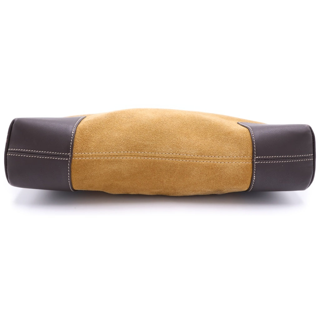 LOEWE(ロエベ) アナグラム ハンドバッグ ワンショルダーバッグ ブラウン レザー×スエード ゴールド金具 レディース