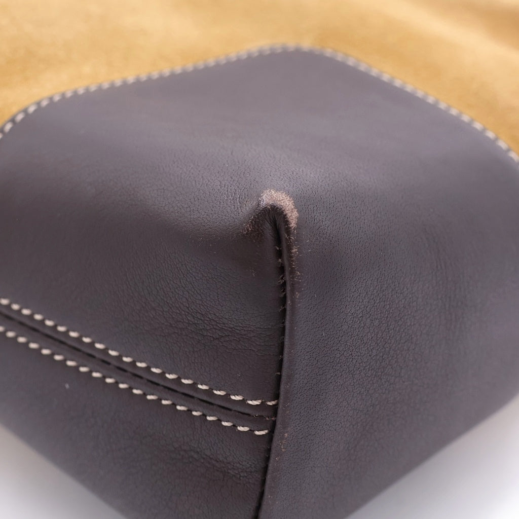 LOEWE(ロエベ) アナグラム ハンドバッグ ワンショルダーバッグ ブラウン レザー×スエード ゴールド金具 レディース