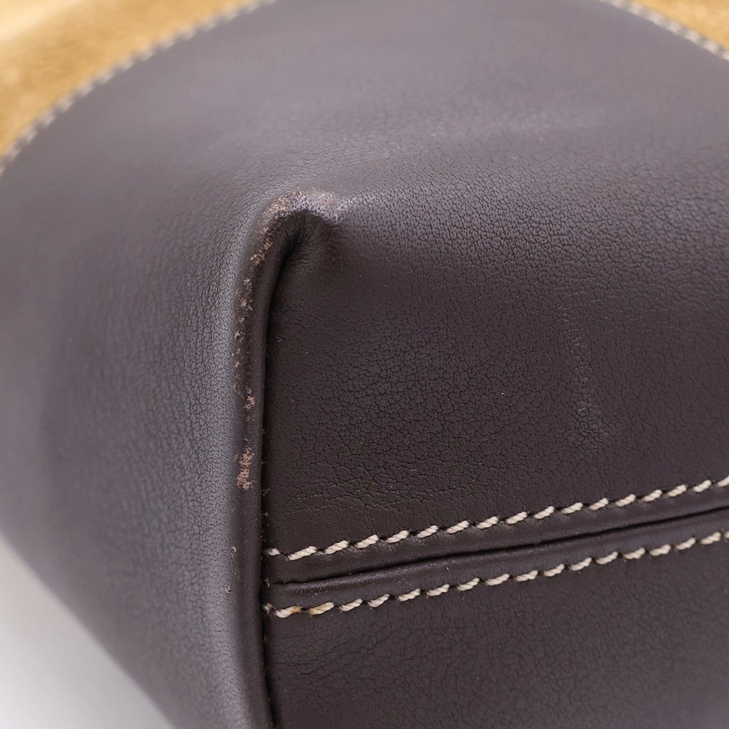 LOEWE(ロエベ) アナグラム ハンドバッグ ワンショルダーバッグ ブラウン レザー×スエード ゴールド金具 レディース