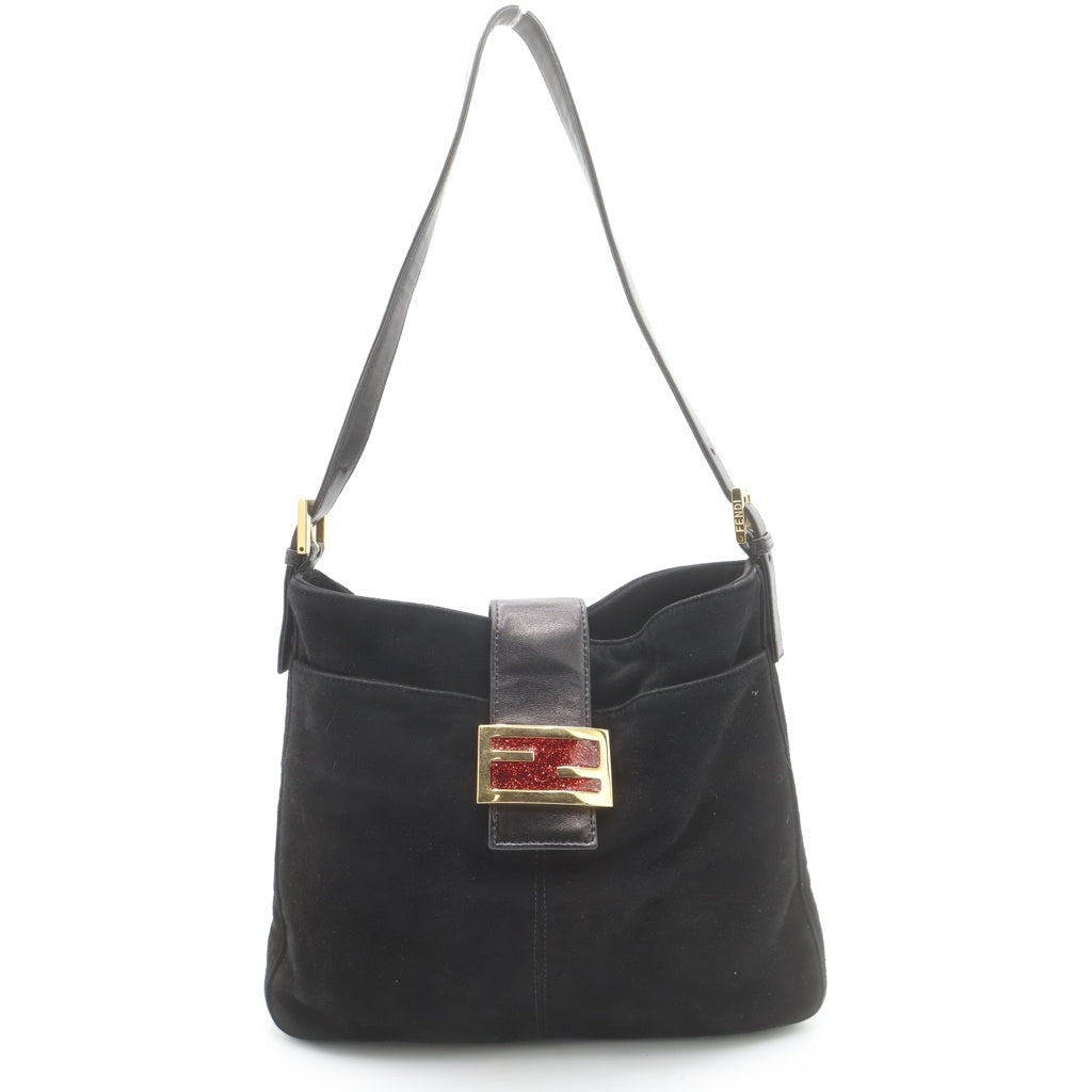 FENDI(フェンディ) マンマバケット ワンショルダーバッグ ブラック スエード ゴールド金具 レディース