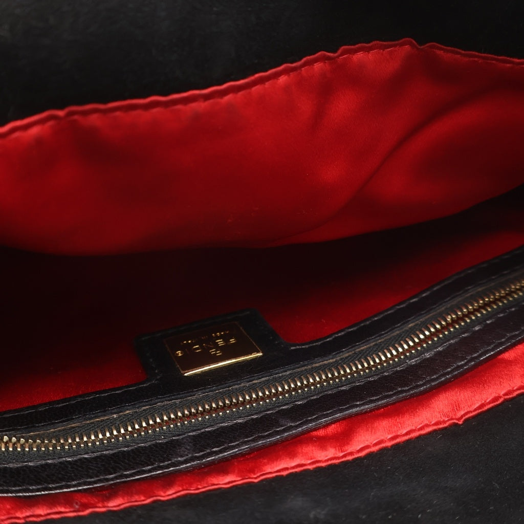 FENDI(フェンディ) マンマバケット ワンショルダーバッグ ブラック スエード ゴールド金具 レディース
