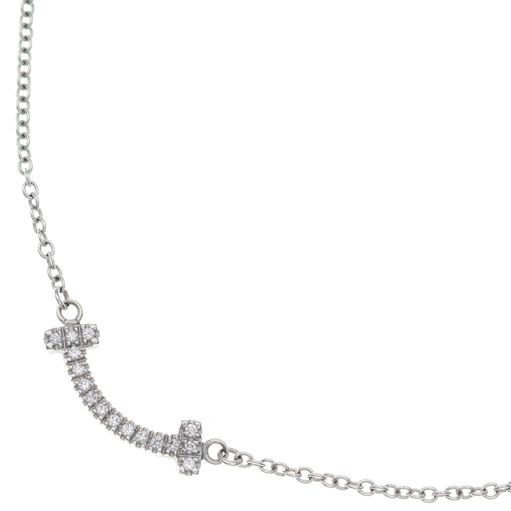 TIFFANY & Co.(ティファニー) Tスマイル ミニ ダイヤ ネックレス ペンダント チェーン シルバー Au750WG レディース
