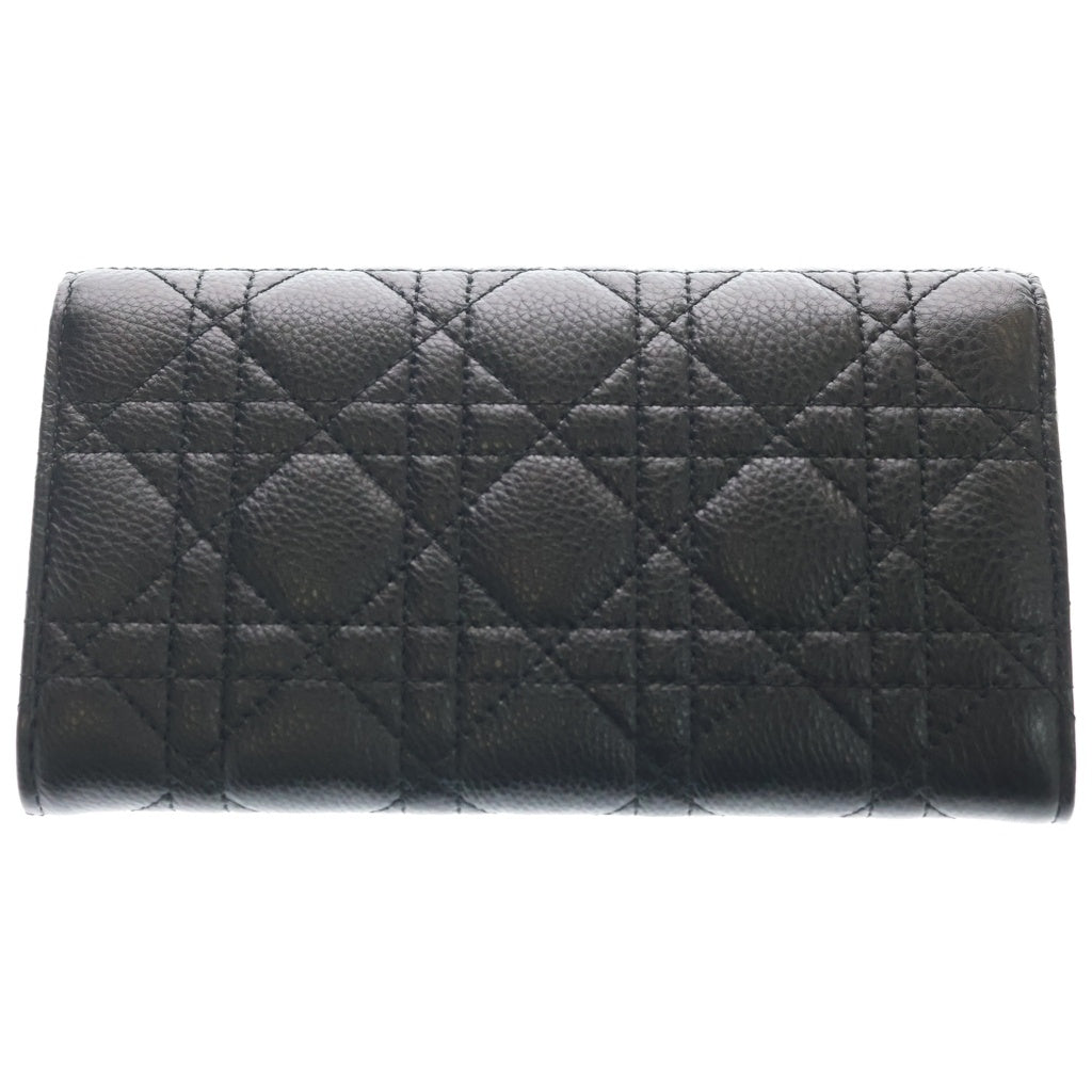 Christian Dior(クリスチャンディオール) カロ カナージュ ロングウォレット 長財布 カードケース ブラック レザー ゴールド金具 レディース
