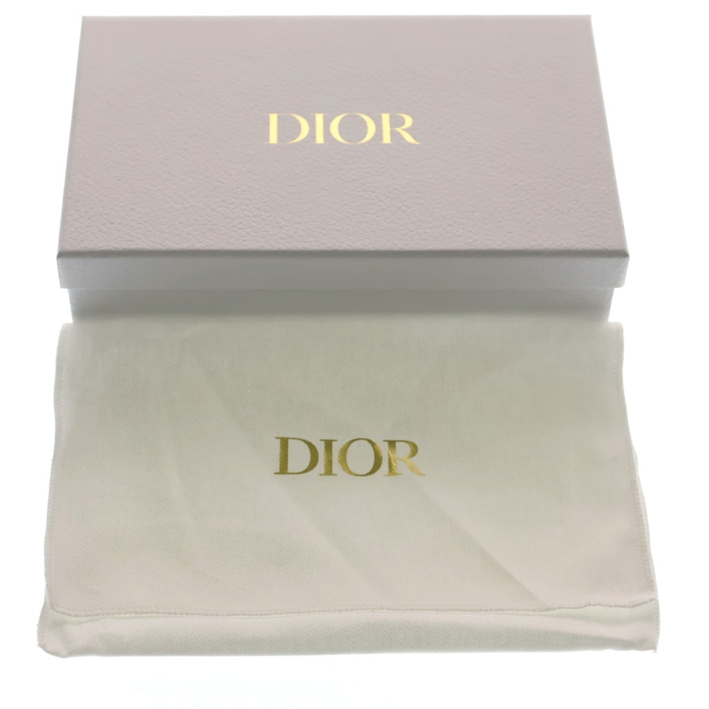 Christian Dior(クリスチャンディオール) カロ カナージュ ロングウォレット 長財布 カードケース ブラック レザー ゴールド金具 レディース