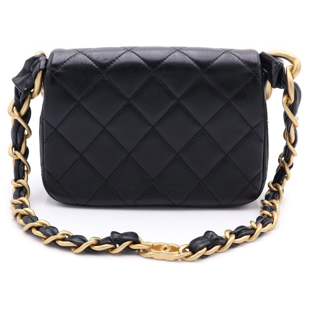 CHANEL(シャネル) マトラッセ18 ショルダーバッグ チェーンバッグ ミニバッグ ブラック ラムスキン ゴールド金具 レディース