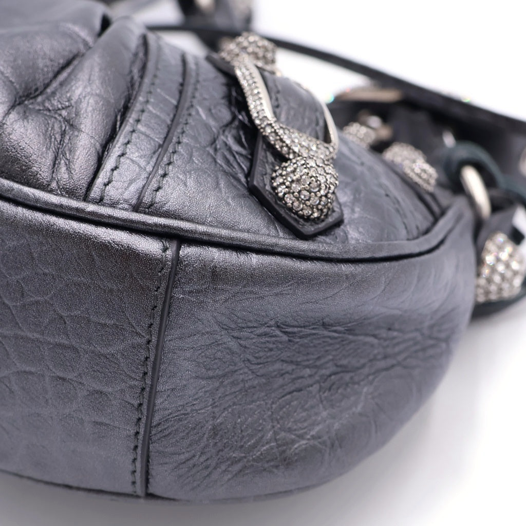 BALENCIAGA(バレンシアガ) ルカゴールXS ショルダーバッグ ミニバッグ ブラック 型押しクロコ 671309 シルバー金具 レディース