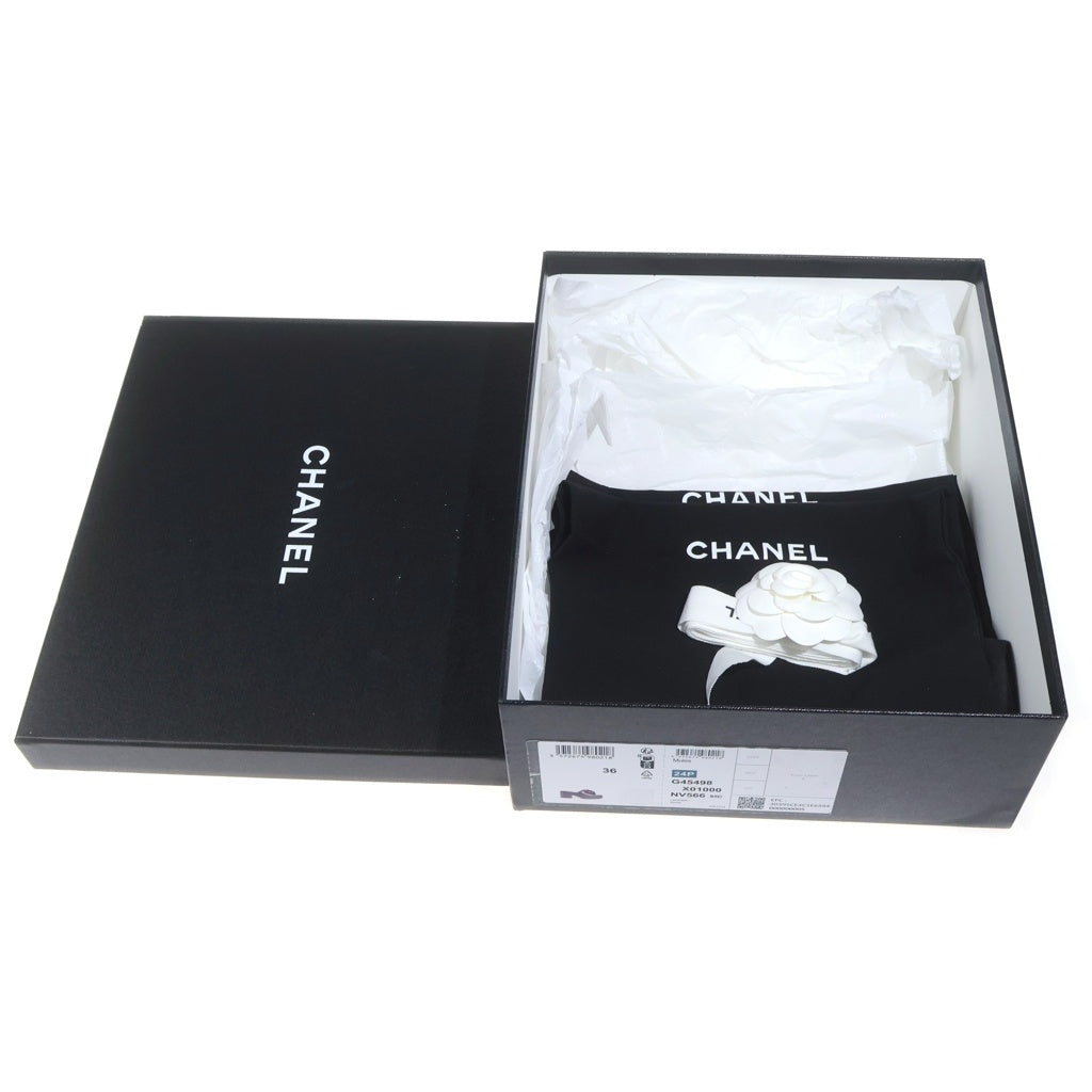CHANEL(シャネル) カメリア 厚底 レザー サンダル ホワイト #36 レディース