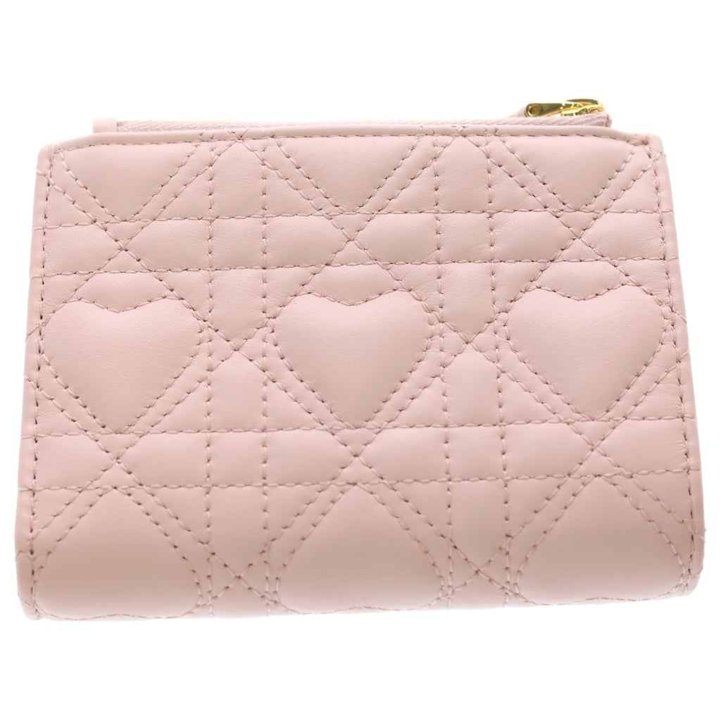 DIOR(ディオール) カロ ピンク ハート 二つ折り財布 コンパクトウォレット レザー ゴールド金具 レディース