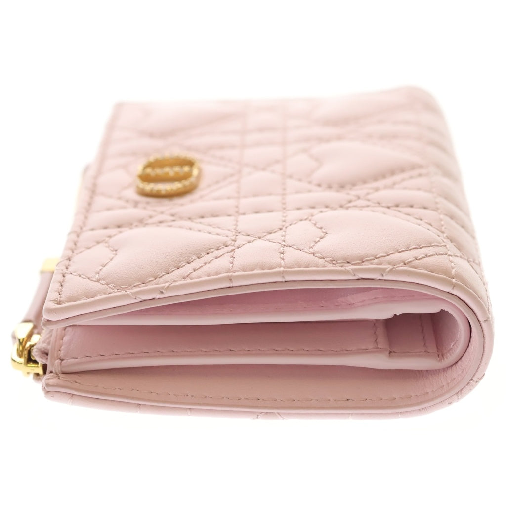DIOR(ディオール) カロ ピンク ハート 二つ折り財布 コンパクトウォレット レザー ゴールド金具 レディース