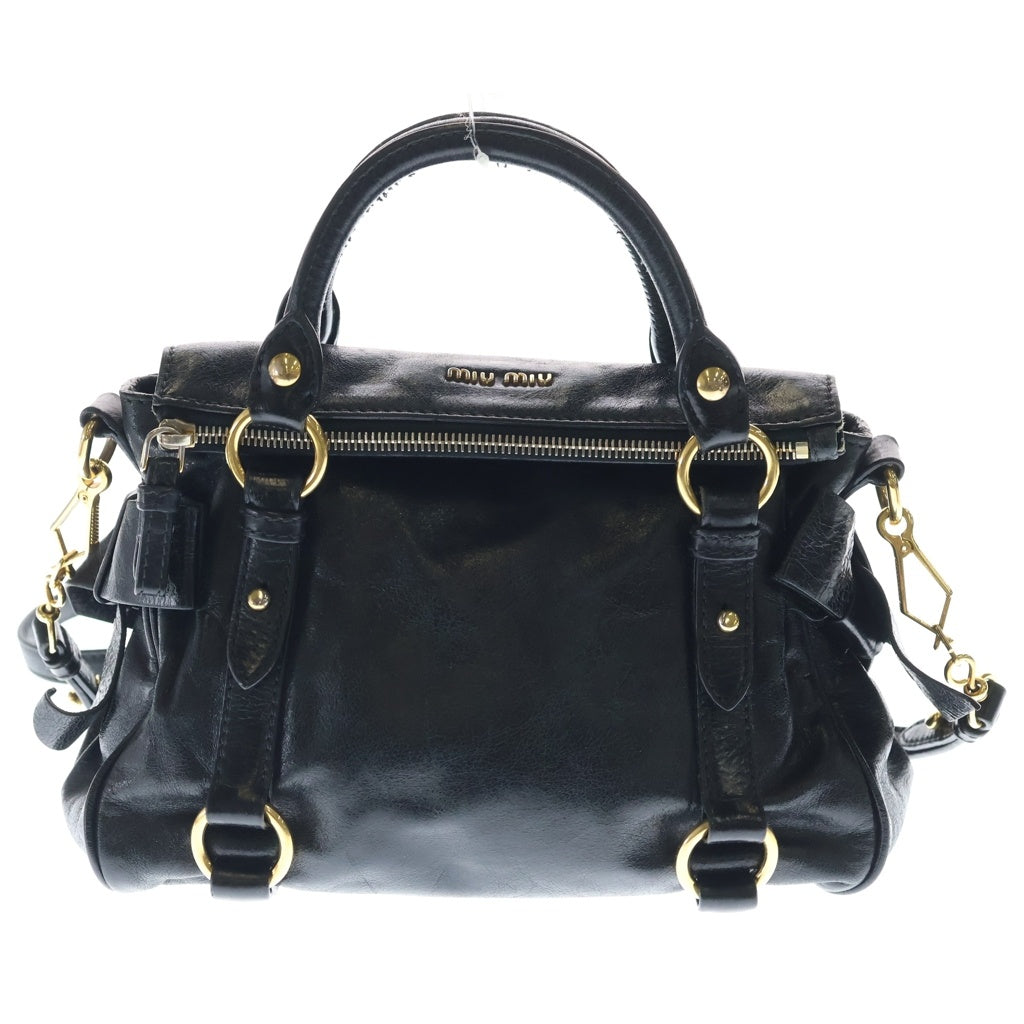 miumiu(ミュウミュウ) ヴィッテロリュクス 2WAYバッグ ハンドバッグ ショルダーバッグ ブラック レザー ゴールド金具 レディース