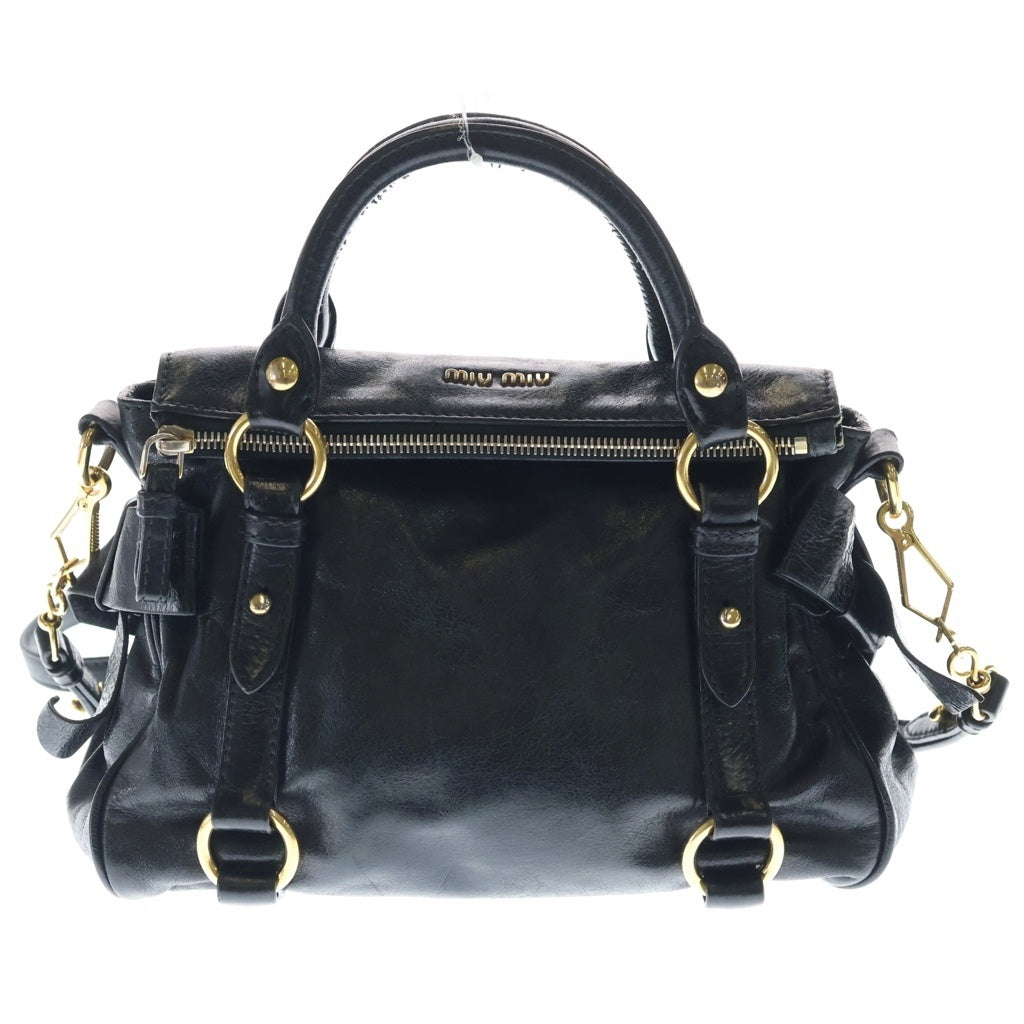 miumiu(ミュウミュウ) ヴィッテロリュクス 2WAYバッグ ハンドバッグ ショルダーバッグ ブラック レザー ゴールド金具 レディース