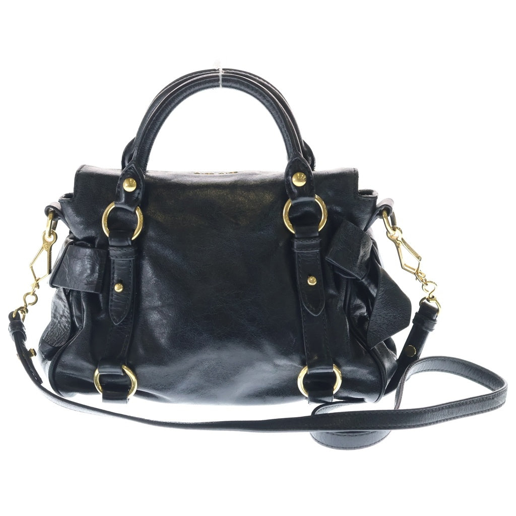 miumiu(ミュウミュウ) ヴィッテロリュクス 2WAYバッグ ハンドバッグ ショルダーバッグ ブラック レザー ゴールド金具 レディース