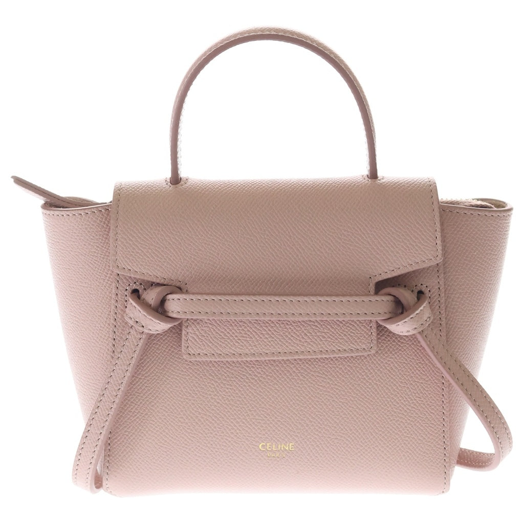 CELINE(セリーヌ) ベルトバッグ ピコ 2WAYバッグ ハンドバッグ ショルダーバッグ ミニバッグ ピンク レザー ゴールド金具 レディース
