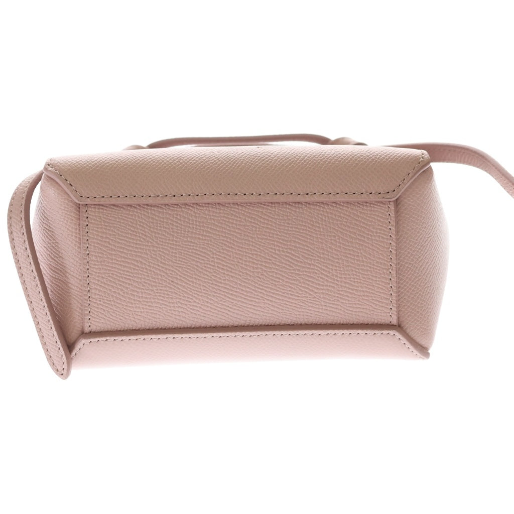 CELINE(セリーヌ) ベルトバッグ ピコ 2WAYバッグ ハンドバッグ ショルダーバッグ ミニバッグ ピンク レザー ゴールド金具 レディース