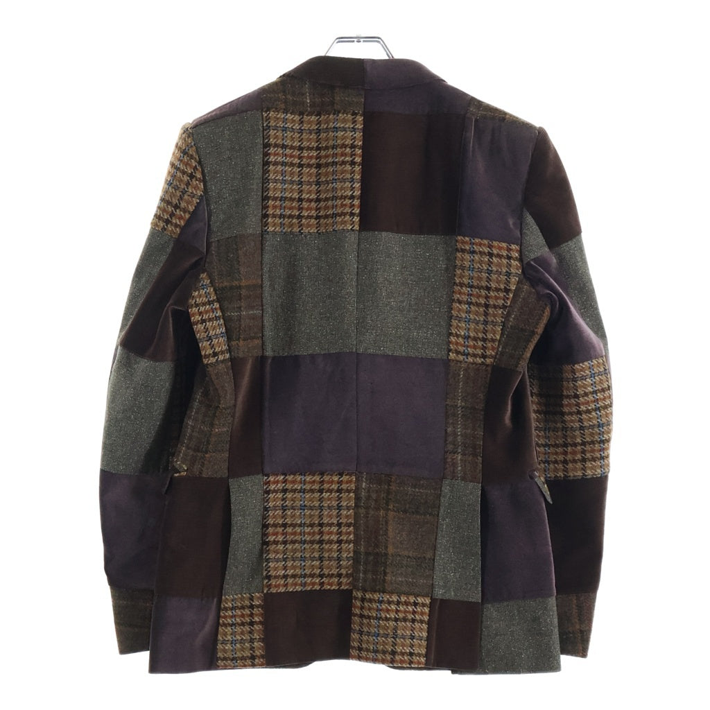 ETRO(エトロ) パッチワーク 異素材切り替え 2Bテーラードジャケット コーデュロイ ベロア ウール ブラウン系
