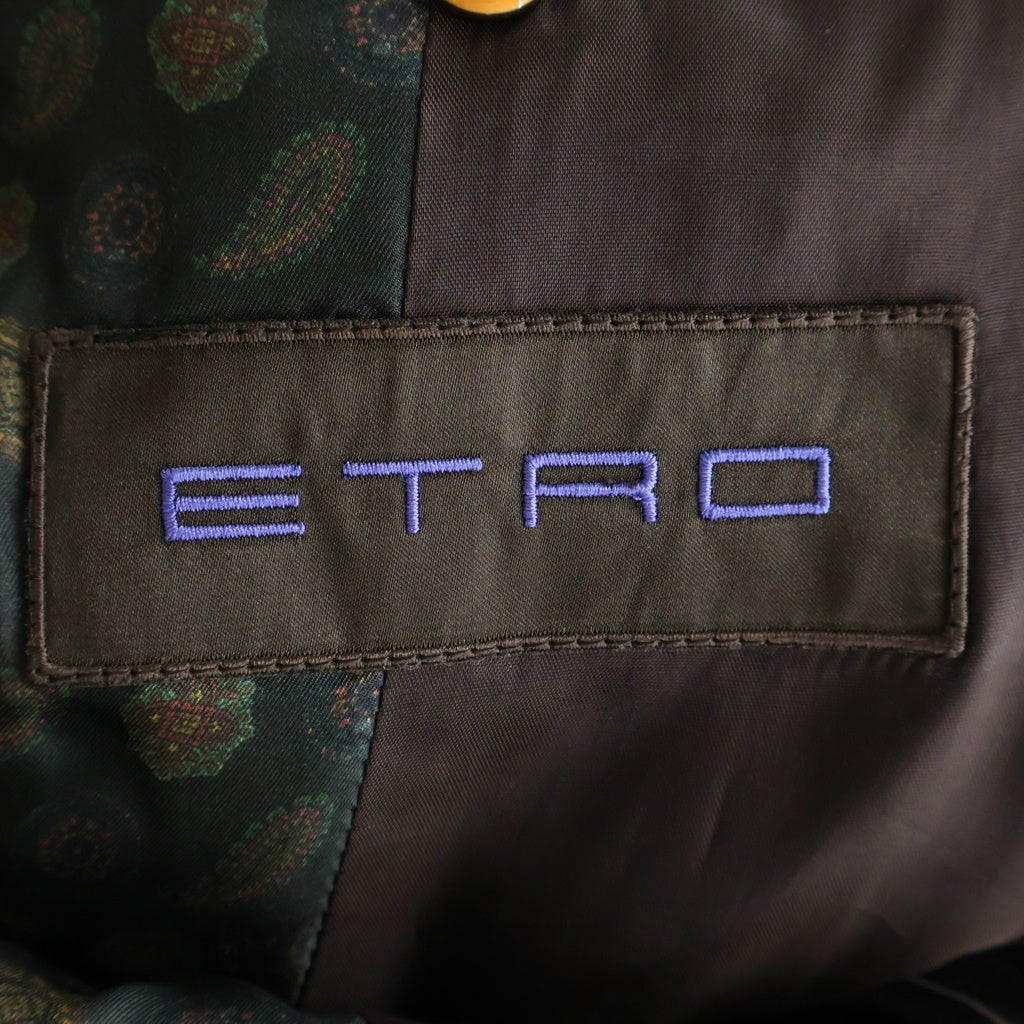 ETRO(エトロ) パッチワーク 異素材切り替え 2Bテーラードジャケット コーデュロイ ベロア ウール ブラウン系