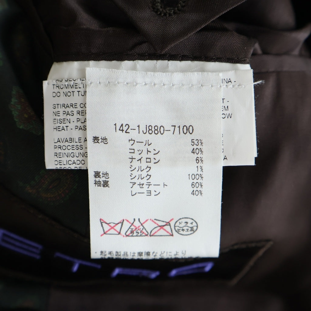 ETRO(エトロ) パッチワーク 異素材切り替え 2Bテーラードジャケット コーデュロイ ベロア ウール ブラウン系
