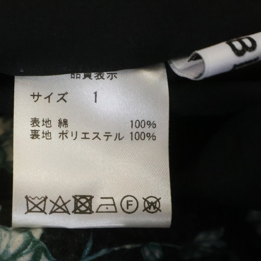 NO BRAND(ノーブランド) OBLI (オブリ) 花柄 ノースリーブワンピース ロングドレス コットン ブラック/グリーン レディース