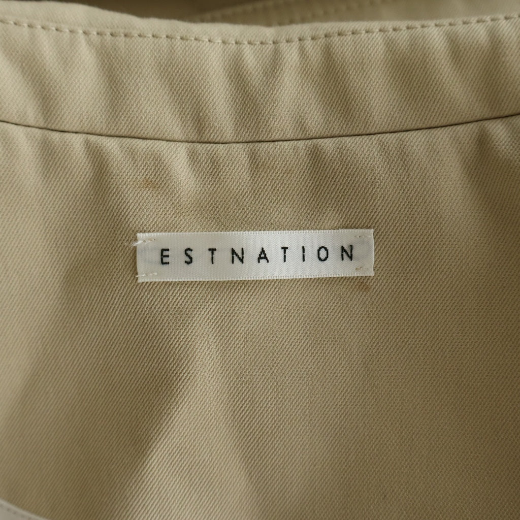 ESTNATION(エストネーション) ダブルクロスビックカラーショートコート ポリエステル コットン ベージュ レディース