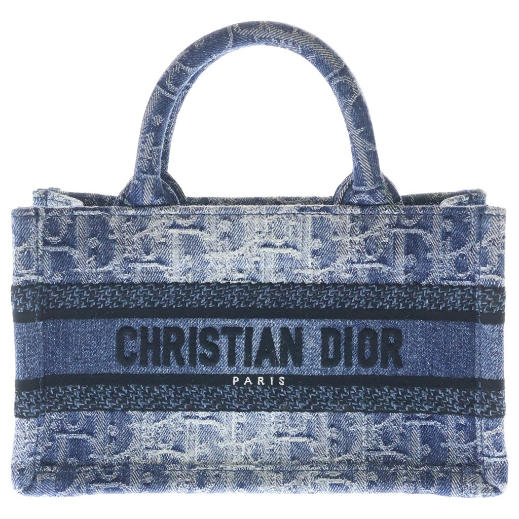 Christian Dior(クリスチャンディオール) オブリーク ブックトート ミニ デニム キャンバス 2WAY ハンドバッグ ショルダーバッグ ブルー レディース