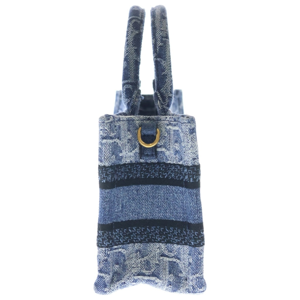 Christian Dior(クリスチャンディオール) オブリーク ブックトート ミニ デニム キャンバス 2WAY ハンドバッグ ショルダーバッグ ブルー レディース