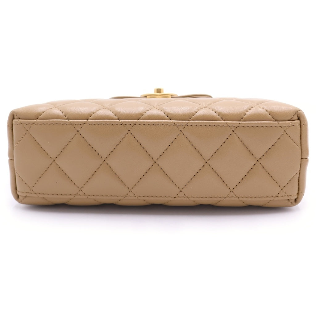 CHANEL(シャネル) マトラッセ ミニショッピング ラムスキン ゴールド金具 チェーンショルダーバッグ ハンドバッグ プレート AS4416 ベージュ レディース